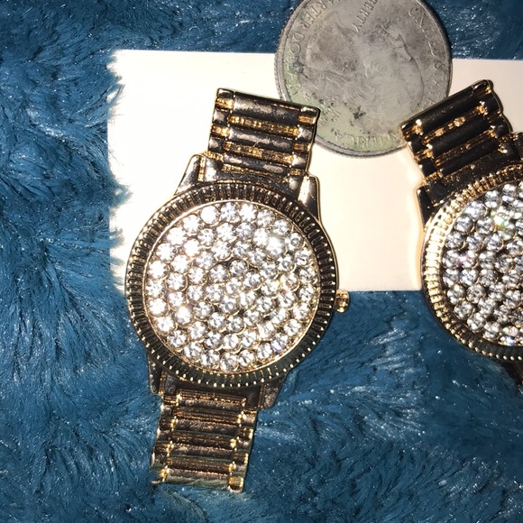 Watch inspired faux diamond earrings. - Picture 2 of 2